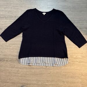 Talbots Petite Large V-Neck 3/4 Sleeve Spring/Summer Weight Knit Top New $79